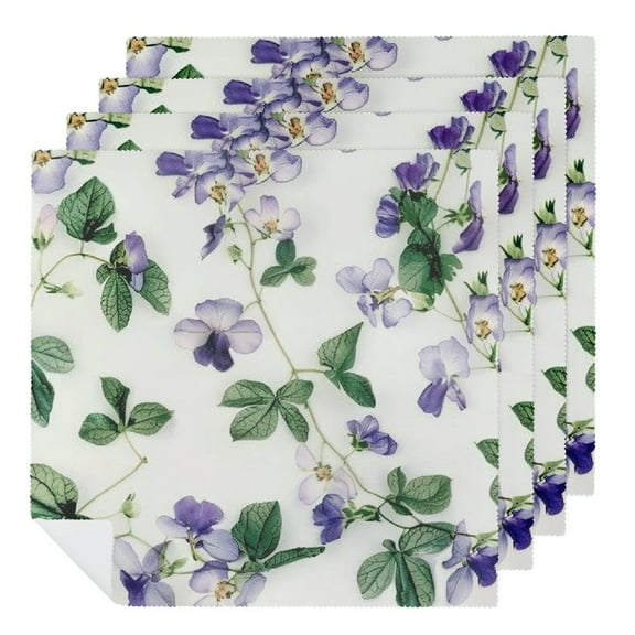 Qinduosi Spring Purple Floral Cocktail Cloth Napkins Summer Watercolor Dessert Napkin for Wedding Holiday Bridal & Baby Shower Party Supplies 2 PCS