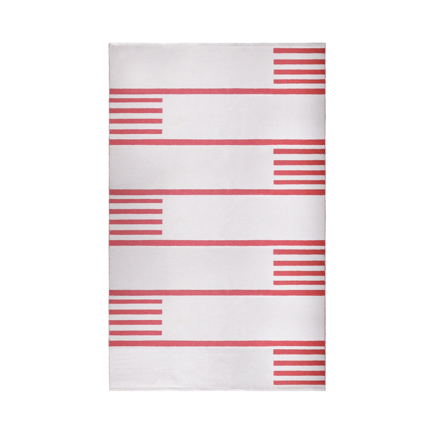Modern Line Indoor/ Outdoor Rug, 5'5" x 7'5", Ivory Red