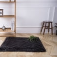 thumbnail image 3 of Deluxe Ultra Soft Faux Sheepskin Fur Series Fluffy Decorative Indoor Shag Area Rug, 2 x 3 Feet Rectangle, Black, 1 Pack, 3 of 4
