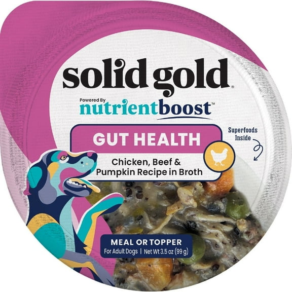 Solid Gold Gut Health Wet Functional Cups, Chicken, Beef & Pumpkin 3.5oz, Pack of 6
