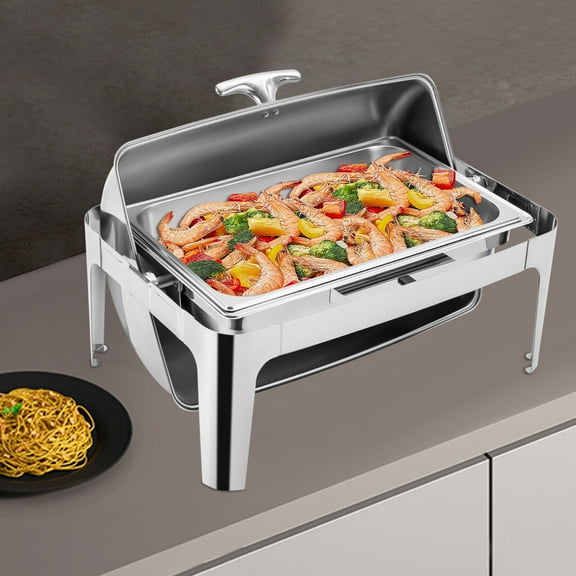 Roll Top Chafing Dish For Commercial Catering, Buffets, Hotels, Rectangular Buffet Set, Chafing Server Set