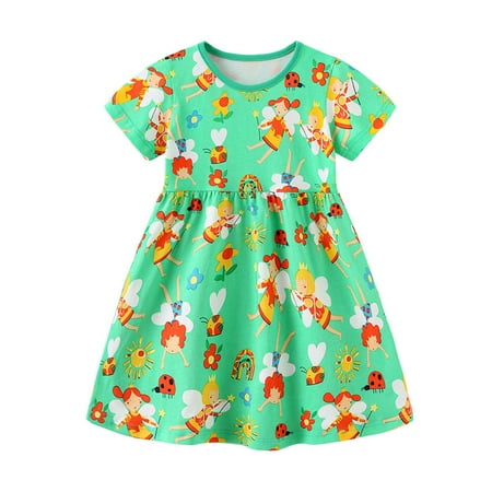 

Aolyty Toddler Girls Dress Summer Short Sleeve Casual Dresses 2T