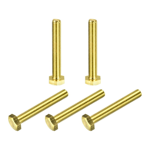 Unique Bargains Brass Hex Bolts, M8x55mm 5 Pack Fully Thread Grade 4.8 Machine Screws