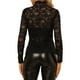 thumbnail image 3 of INSPIRAR CHIC Blusa de Encaje Floral Transparente de Manga Larga con Cuello Alto para Mujer M Negro, 3 of 7