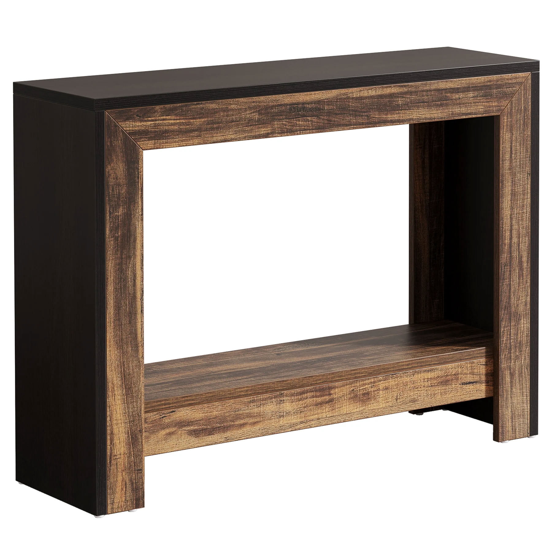 MAYEERTY 41.3" Farmhouse Console Table, Rustic Wood Entryway Table with Open Storage Shelf, for Living Room, Hallway, Small Spaces
