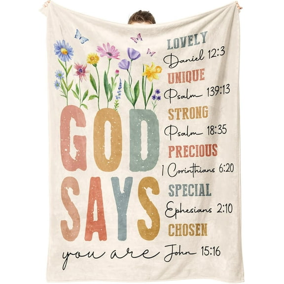 Christian Gifts for Women Birthday Inspirational Floral Throw Blanket Religious Birthday Gifts Christian Blanket for Mom, Sisters, Friends, Girl, Baptism & Confirmation, Spiritual Gift for Her
