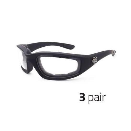 3 Pair Motorcycle Sports Biker Riding Glasses Padded Wind Resistant Sunglasses c