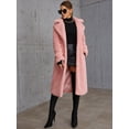 thumbnail image 5 of Eilly Bazar Pink Teddy Coat for Women Long Sleeve Female Double Button Midi Coat M, 5 of 5