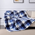 thumbnail image 2 of Buffalo Plaid Sherpa Fleece Throw Blanket, Double-Sided Checkered Super Soft Luxurious Bedding Blanket es, Blue/White Blue/White, 2 of 6