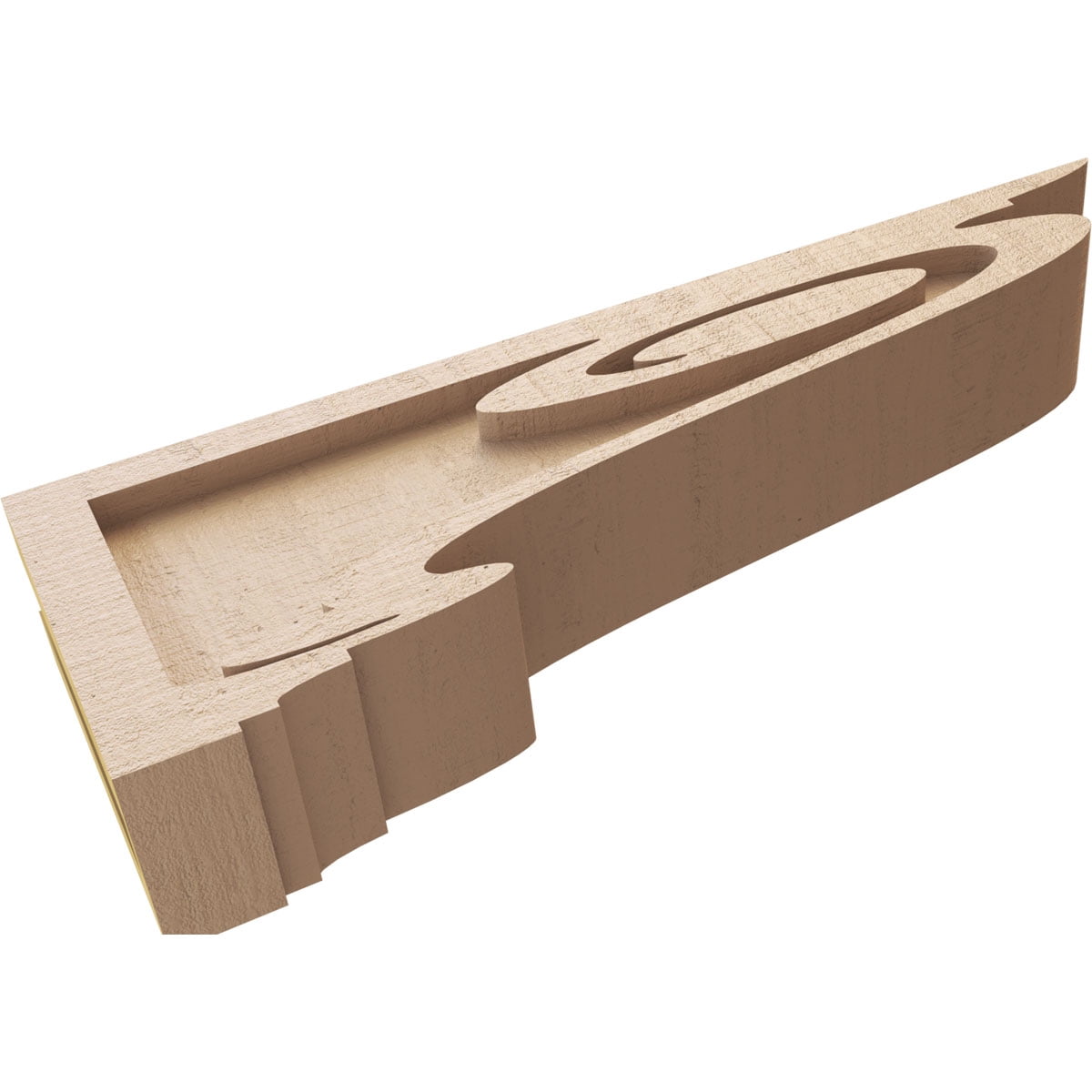3"W x 18"D x 6"H Thin Scroll Rough Cedar Woodgrain TimberThane Corbel, Primed Tan