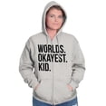 thumbnail image 3 of Worlds Okayest Kid Son Daughter Funny Zip Up Hoodie Men's Women's Brisco Brands M, 3 of 5