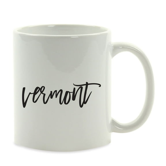 Koyal Wholesale Black Calligraphy Vermont US State Ceramic Coffee Mug