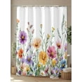 thumbnail image 4 of Fsddascl Spring Floral Shower Curtain Set - Long 72" x 84" Washable Bathtub Curtain with 12 Hooks, Yellow Pink Flowers Watercolor Pastoral Waterproof Fabric Stall Shower Curtains for Bathroom, 4 of 6