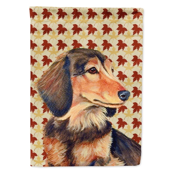 Dachshund Fall Leaves Portrait Garden Flag