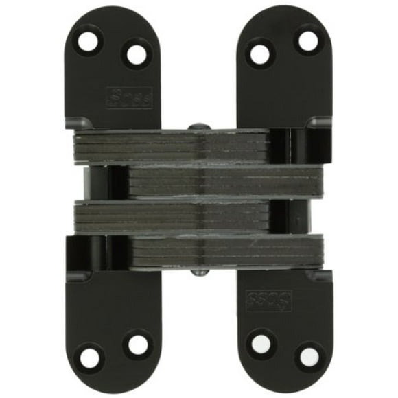SOSS 220 Zinc Invisible Hinge with Holes for Wood or Metal Applications, Black E-Coat Exterior Finish