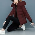 thumbnail image 7 of Dolkfu Red Womens Jackets Casual Detachable Hood Thicken Puffer Jacket Slim Fit Thermal Outerwear Coat Women Winter Coats L, 7 of 7