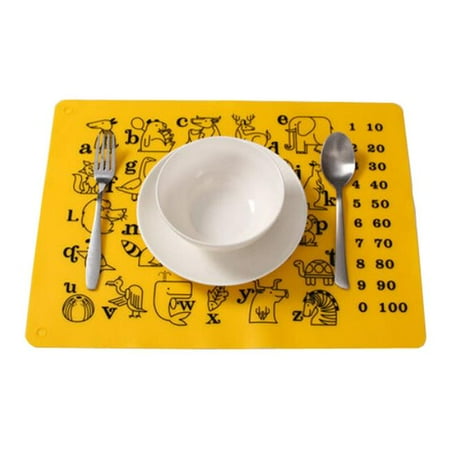 

Panda Superstore PS-HOM3742001-RAY00039 Lovely Animals Healthy Silica Gel Place Mat Kitchenware for Kids - 30 x 40 cm - Yellow