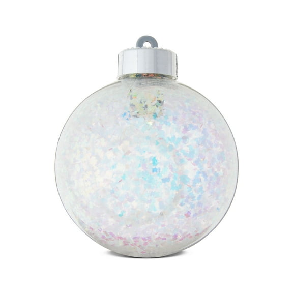 Light-Up Clear with Iridescent Flakes Plastic Christmas Ornament, 3.1", by Holiday Time
