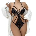thumbnail image 1 of Gibobby Conjunto de lencería Sexy Lencería para mujer con encaje frontal abierto, ropa de dormir halter Nighty(Negro, G), 1 of 5
