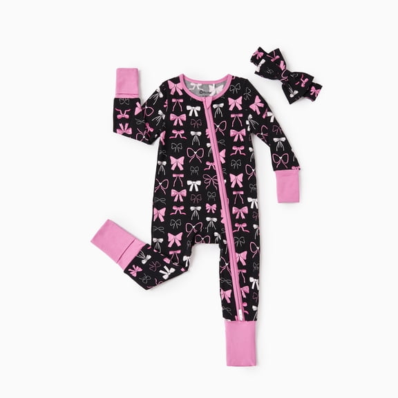PatPat Baby Girl Pajamas Viscose from Bamboo 2-Way Zip Fold-Over Foot Cuffs Baby Sleepers