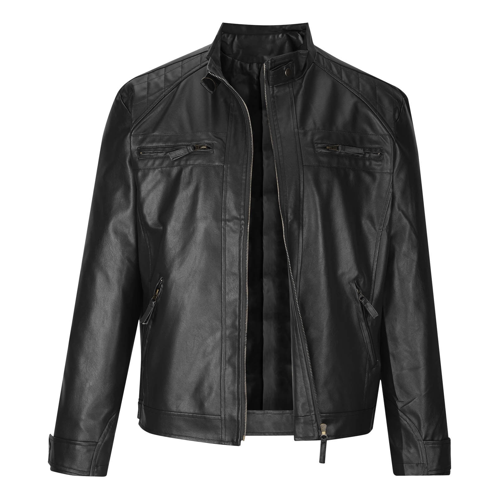 Leather Jacket Men Plus Size Fashion PU Faux Leather Bomber