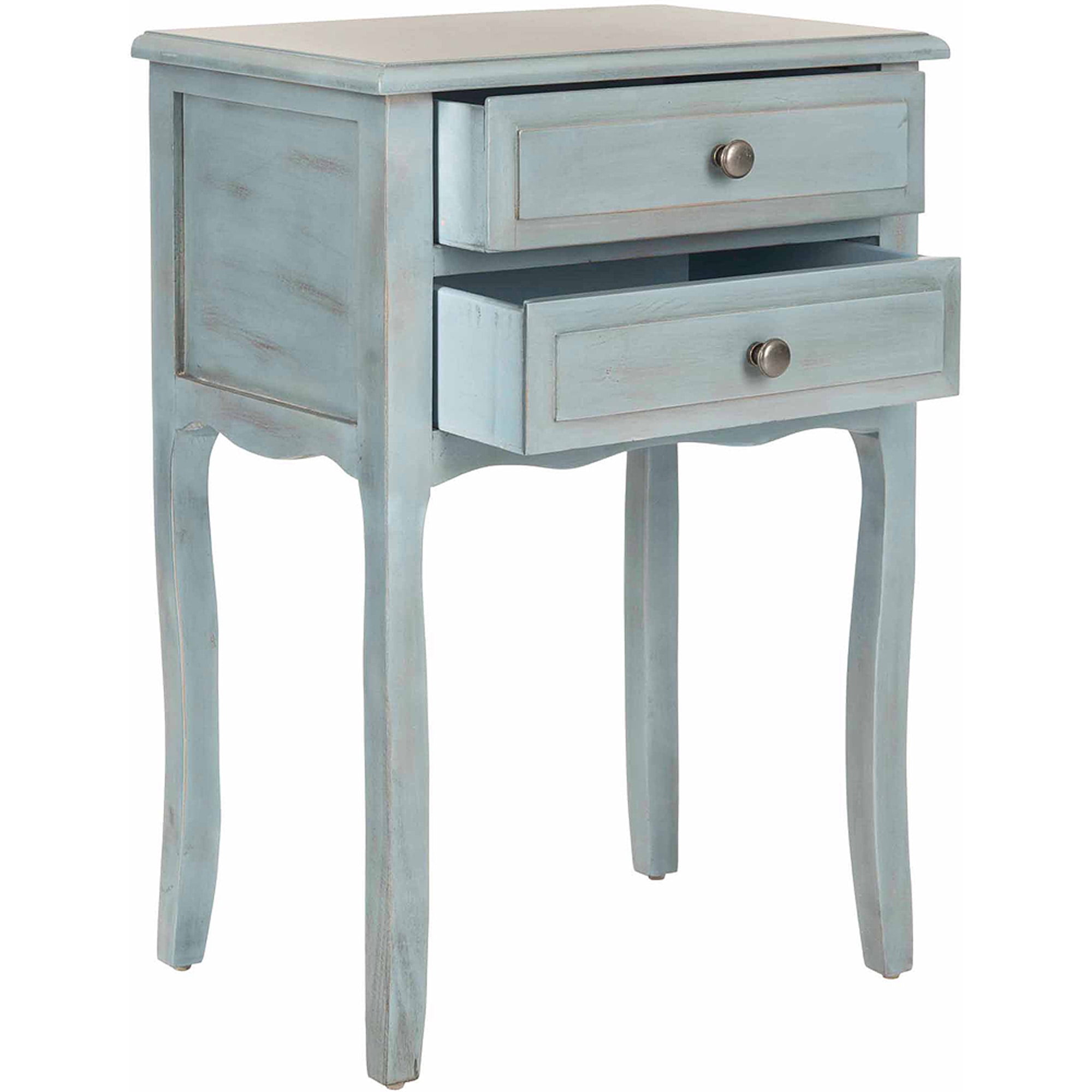 SAFAVIEH Lori Country Nautical End Table w/ 2 Storage Drawers, Barn Blue