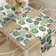 thumbnail image 2 of Ambesonne Monstera Table Runner & Placemats, Tropical Jungle Leaves, Placemat 4 pcs + Runner 16"x72", Green and White, 2 of 2