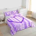 thumbnail image 3 of Homewish Dreamy Purple Cartoon Queen Comforter Set for Kids, Romantic Love Heart Bedding Sets, Modern Fashion Polkadots Reversible Bedding Comforter Set, Super Cozy Room Decor, 3-Piece, 3 of 8
