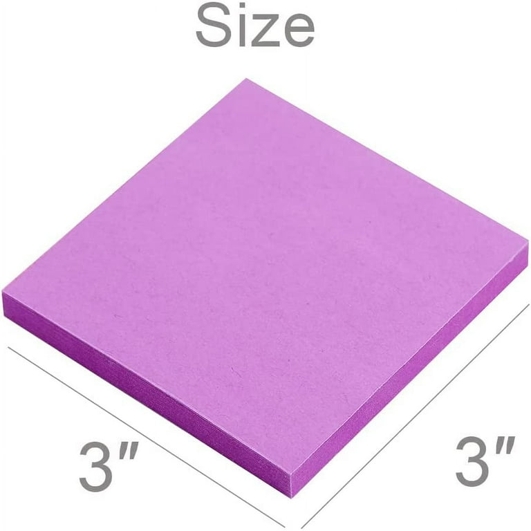 Bright Purple Sticky Notes - 3x3 Inch Pop-Up Pads, 4 Pack, 90 Sheets Each - Super Sticky For Office & Home