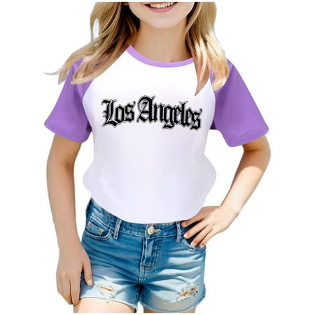 

MQLKF Boys And Girls US City Print Raglan Short Sleeve T Shirt 3422 Beautiful Comfortable Girls Tee