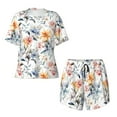thumbnail image 2 of Yiaed Lilies Flowers Print Short Sleeve Pajama Sets for Women Casual Crew Neck 2 Piece Lounge Sets Women's Short-Sleeved Pajama-Medium, 2 of 5
