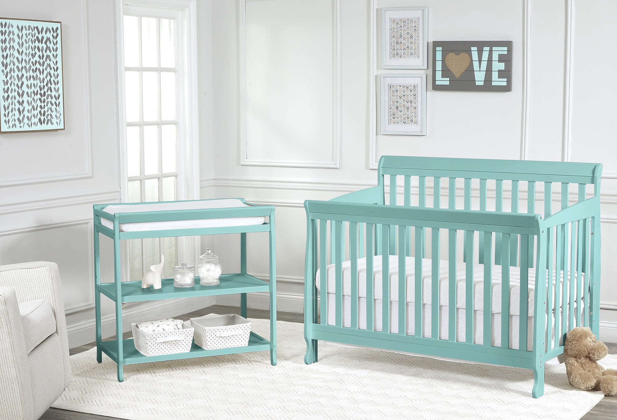 Suite Bebe Riley Crib and Toddler Guard Rail Bundle, Turquois