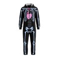 thumbnail image 6 of Halloween Onesie Adult Skeleton Print Long Sleeve Hooded Halloween Pajamas Hooded Casual Loose Fit One Piece Jumpsuits Loungewear Romper Unisex Outfit Fall Winter, 6 of 7