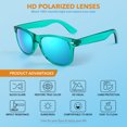 thumbnail image 6 of LINVO Classic Retro Transparent Green Frame Polarized Blue Sunglasses for Men Women Fishing Driving Hiking, 6 of 7