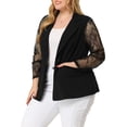 thumbnail image 4 of Agnes Orinda Women's Plus Size Work Notch Lapel Lace Front Blazers Jackets, 4 of 7