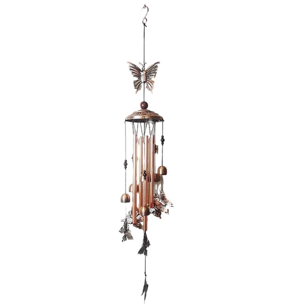 Matsuzay Campanas de viento para el hogar, decoración de jardín hecha a mano para un encantador entorno al aire libre, exquisita campana de Iluminación y accesorios 208-Mariposa(Hierro)