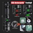 thumbnail image 4 of 2Pack Garberiel 5Modes L2 Super-Bright LED Flashlight USB Rechargeable Tactical Torch w/Battery&USB Charger for Emergencies, Camping, Hiking,Cycling, 4 of 7