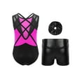 thumbnail image 2 of Haitryli Kids Girls Sparkly Sleeveless Gymnastics Leotard Unitard Ballet Dance Biketard and Shorts Scrunchies Set Hot Pink 10, 2 of 3