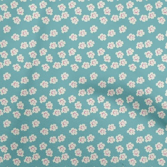 oneOone Polyester Spandex Turquoise Blue Fabric Floral Sewing Craft Projects Fabric Prints By Yard 56 Inch Wide-G3