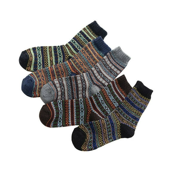 Supvox 5 Pairs Warm Stockings for Women Wool Assorted Color National Style for Party