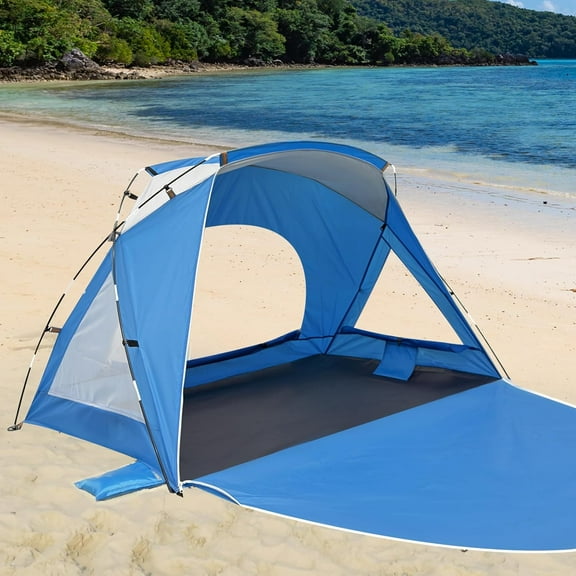 Beach Tent, Portable Sun Shelter for 2/3/4/6-8 Person with UPF 50  UV Protection, Easy Setup Waterproof Beach Shade Canopy Cabana for Family Outdoor and Picnics, Fishing with Carrying Bag