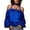 Blue, variant on Off the Shoulder Tops for Women Plus Size Long Sleeve Halter Shirts Lightweight Solid Satin Top Going out Blouse