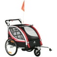 thumbnail image 1 of Aosom Child Bike Trailer with Storage, 5 Point Harness, Baby Stroller Red, 1 of 9
