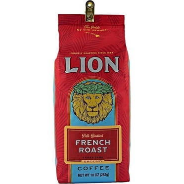 Hawaii Coffee Lion, French Roast Ground Coffee, Dark Roast Coffee, 10 oz