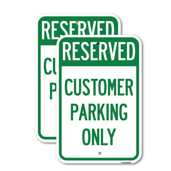 (2 Pack) Reserved - Customer Parking Only | 12" X 18" Heavy-Gauge Aluminum Sign | Rust Free Aluminum, Weather Resistant, Waterproof, Fade Resistant, 2 Pre-drilled Holes