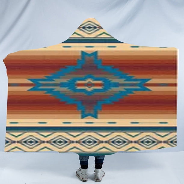 Manta con Capucha Diseño Nativo Americano Lt10