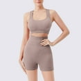 thumbnail image 1 of Conjunto de dos piezas de sujetador deportivo con amortiguación para mujer, pantalones cortos deportivos de cintura alta sin costuras y almohadillas para el pecho, ropa moldeadora para mujer, 1 of 6