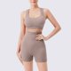 thumbnail image 1 of Conjunto de dos piezas de sujetador deportivo con amortiguación para mujer, pantalones cortos deportivos de cintura alta sin costuras y almohadillas para el pecho, ropa moldeadora para mujer, 1 of 6