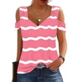 thumbnail image 4 of Camisas de Manga Corta para las Mujeres, Cuello en V Plegable de Impresión Del Hombro Top Casual Hecho de Poliéster Cómodo para el Verano, Tops de Bikini para las Mujeres, 4 of 5
