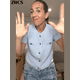 thumbnail image 4 of Cárdigan elegante de una sola botonadura para mujer, suéter corto ajustado liso con cuello redondo y manga corta, prendas de punto elegantes que combinan con todo para señora nueva 2024, 4 of 5